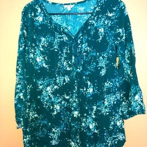 Beautiful, vintage, floral blouse/tunic w/tassels